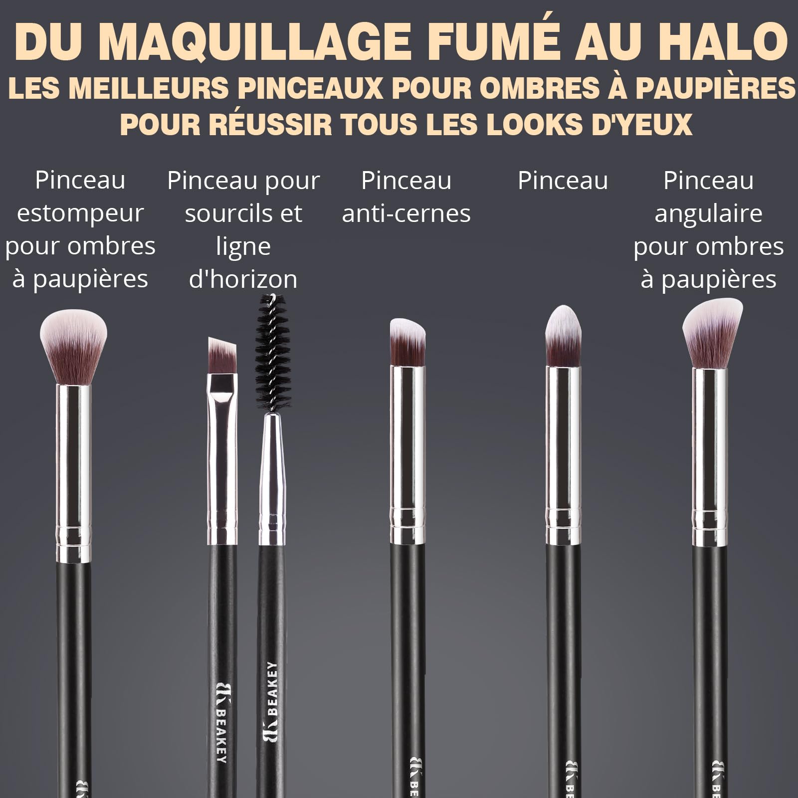 BEAKEY Pinceaux Maquillages Professionnel, Pinceau Maquillage Pour Fond de Teint Blush L'anti-cernes Fard à Paupières Poudre Libre, Avec Blender Eponge(10+2pcs, Noir/Argent) Skin Lab