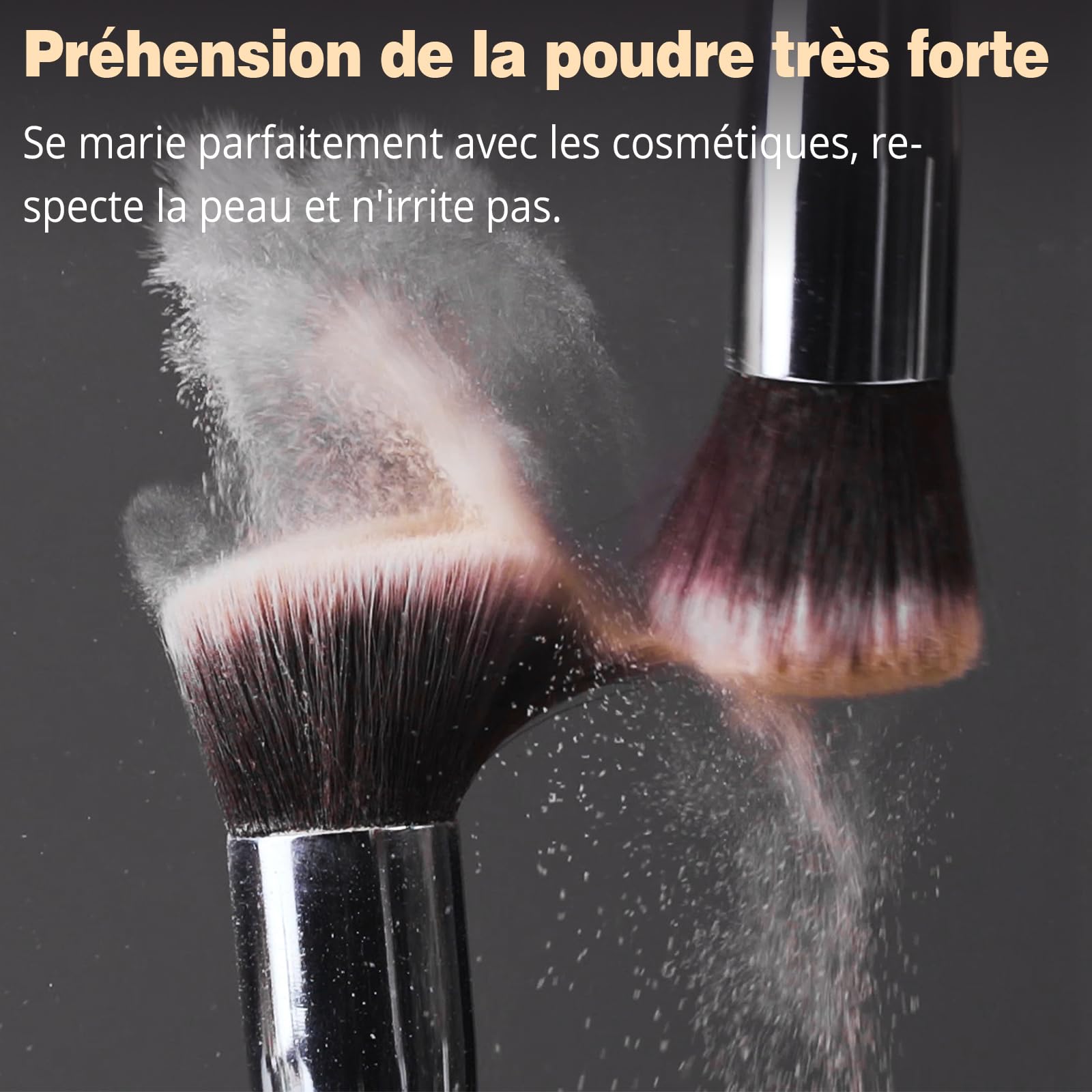 BEAKEY Pinceaux Maquillages Professionnel, Pinceau Maquillage Pour Fond de Teint Blush L'anti-cernes Fard à Paupières Poudre Libre, Avec Blender Eponge(10+2pcs, Noir/Argent) Skin Lab
