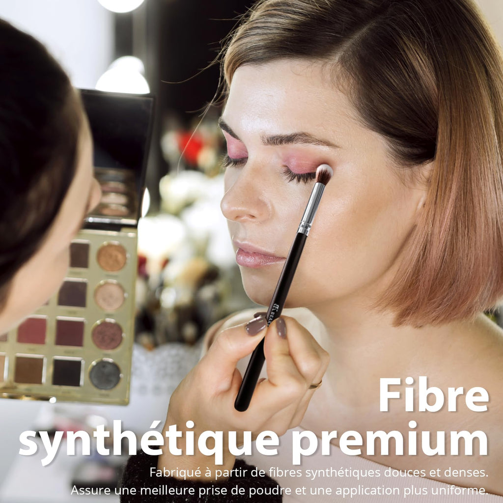 BEAKEY Pinceaux Maquillages Professionnel, Pinceau Maquillage Pour Fond de Teint Blush L'anti-cernes Fard à Paupières Poudre Libre, Avec Blender Eponge(10+2pcs, Noir/Argent) Skin Lab