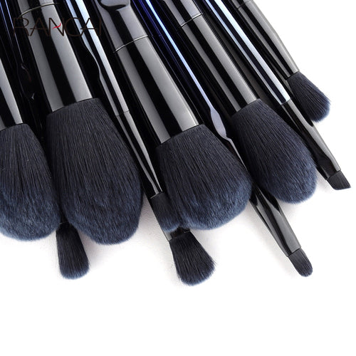 10 Pcs Makeup Brushes Navy Blue Premium Synthetic Hair Foundation  NÉVORA
