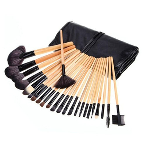 24Pcs Professional Makeup Brush Leather Bag Gift Cosmetic Eyeshadow  NÉVORA