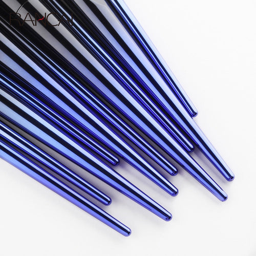 10 Pcs Makeup Brushes Navy Blue Premium Synthetic Hair Foundation  NÉVORA