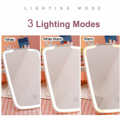 LED Makeup Mirror Touch Screen Vanity Mirrors USB Charging Cosmetic  NÉVORA