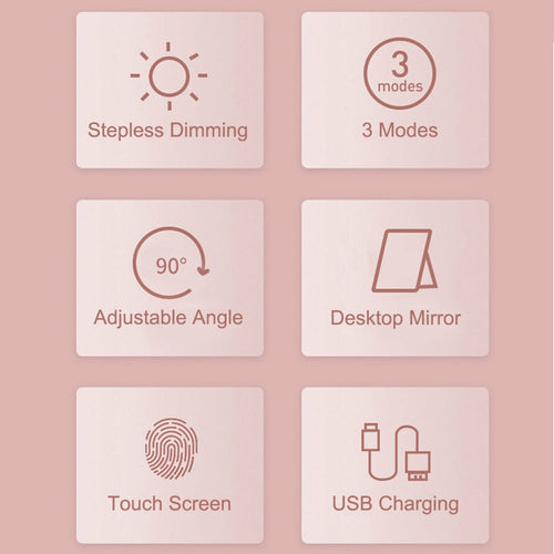 LED Makeup Mirror Touch Screen Vanity Mirrors USB Charging Cosmetic  NÉVORA